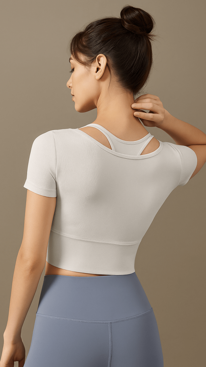 Athleisure Built - in Bra Mesh Tee Top - CHAMBRE 535