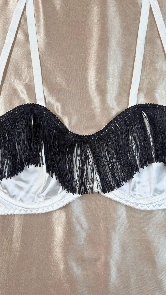Black on White Tassels Bra - TRÈS FOU OR SOMETHING