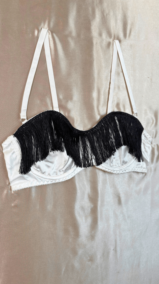Black on White Tassels Bra - TRÈS FOU OR SOMETHING