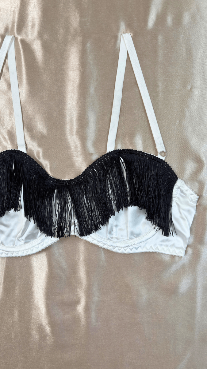 Black on White Tassels Bra - TRÈS FOU OR SOMETHING