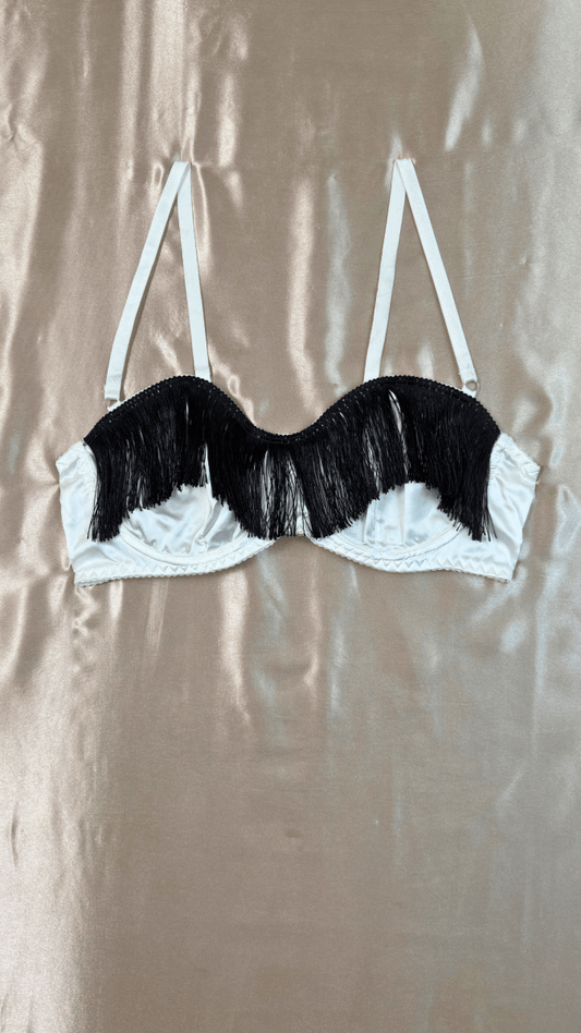 Black on White Tassels Bra - TRÈS FOU OR SOMETHING