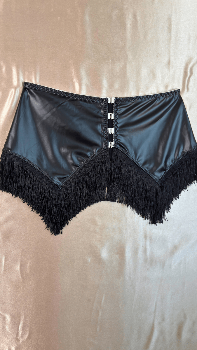 Black Tassels Pleather Skirt - TRÈS FOU OR SOMETHING
