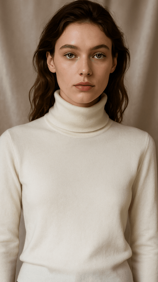CozyComfort Fitted Long Sleeve White Turtleneck Top - TRÈS FOU OR SOMETHING
