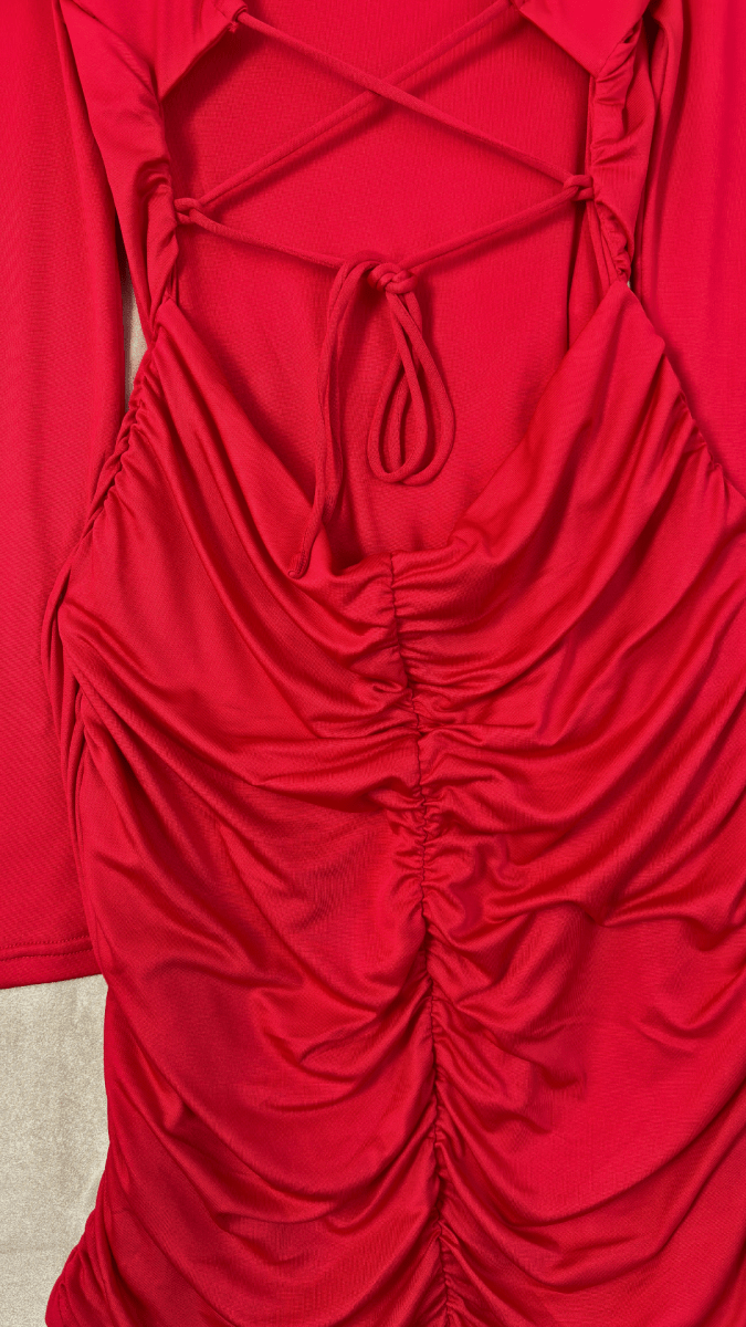 Cross My Heart Rusche My Back Dress - TRÈS FOU OR SOMETHING