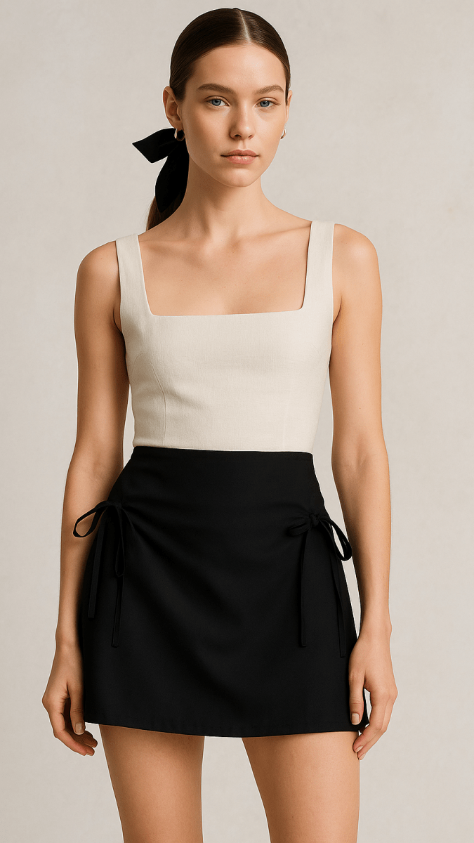 Dainty Bows Black Cotton Skirt - TRÈS FOU OR SOMETHING