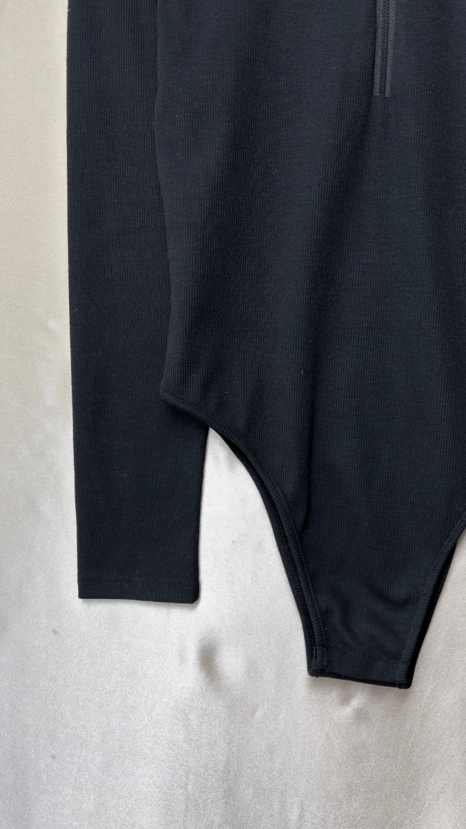 Foundation Frontal Zip Long Sleeve Black Bodysuit Top - TRÈS FOU OR SOMETHING