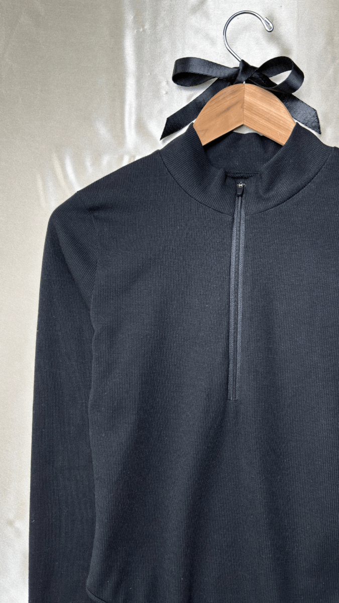 Foundation Frontal Zip Long Sleeve Black Bodysuit Top - TRÈS FOU OR SOMETHING