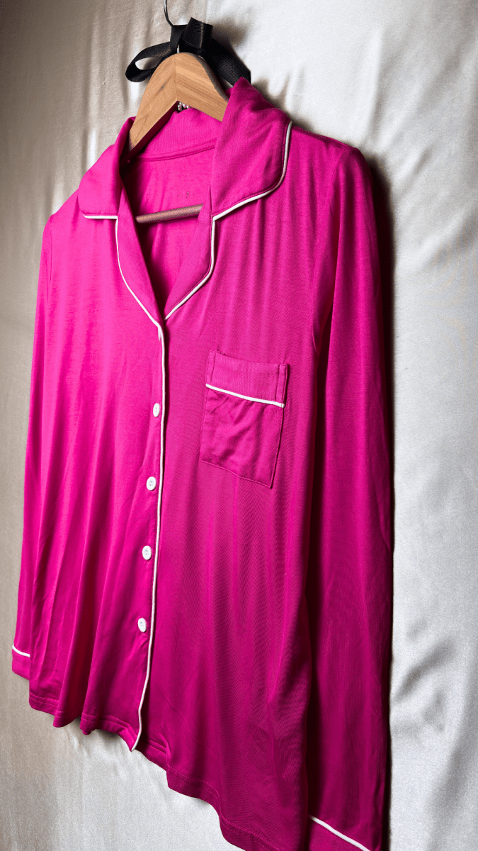 In The Moodal Fushia Pajama Long Sleeve Night Shirt - TRÈS FOU OR SOMETHING