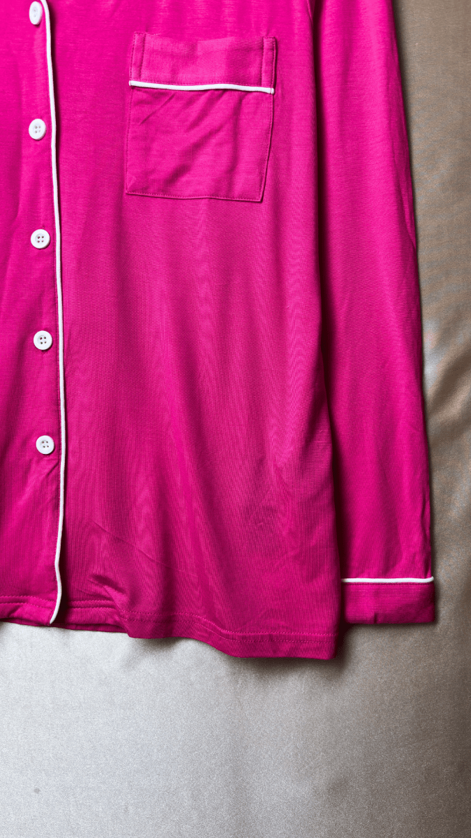 In The Moodal Fushia Pajama Long Sleeve Night Shirt - TRÈS FOU OR SOMETHING