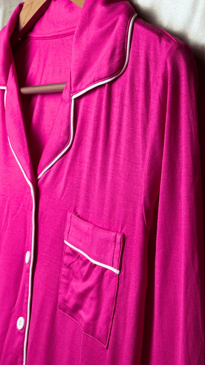 In The Moodal Fushia Pajama Long Sleeve Night Shirt - TRÈS FOU OR SOMETHING