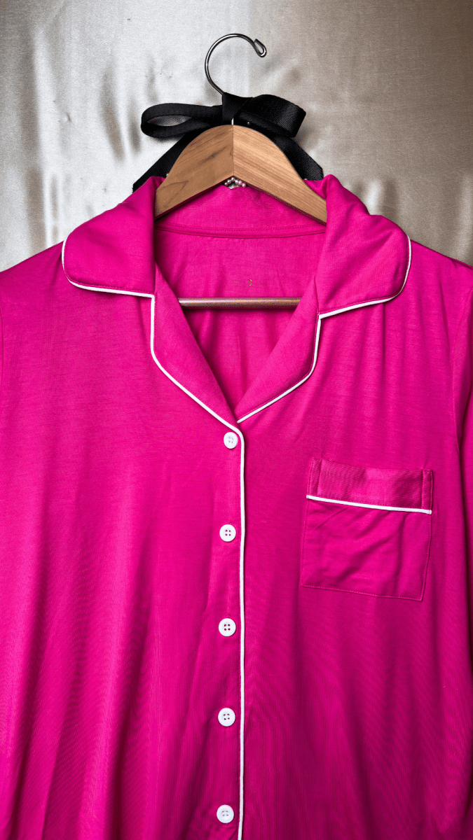 In The Moodal Fushia Pajama Long Sleeve Night Shirt - TRÈS FOU OR SOMETHING