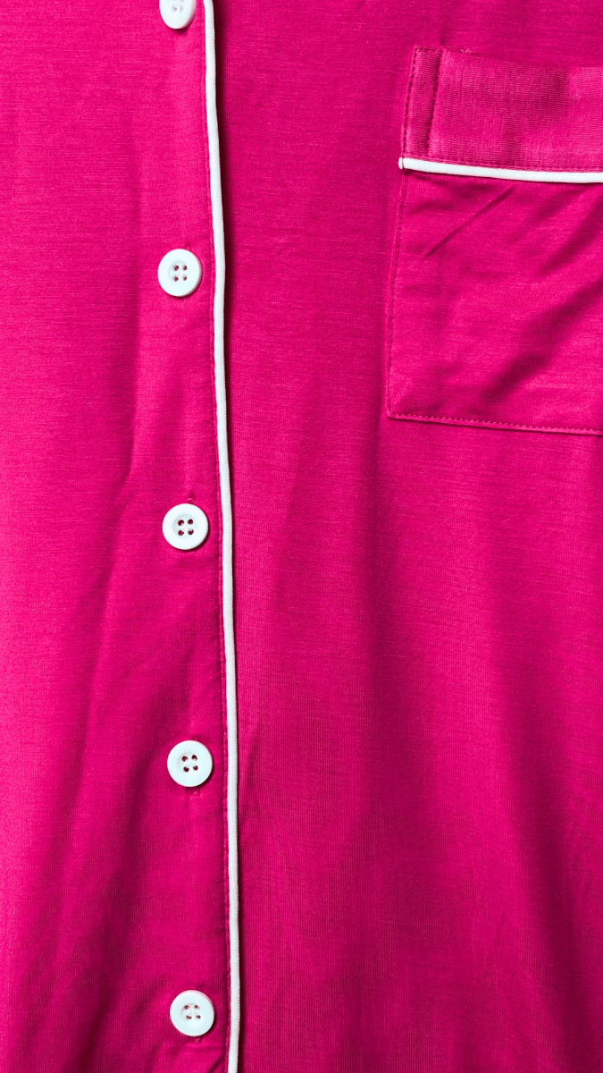 In The Moodal Fushia Pajama Long Sleeve Night Shirt - TRÈS FOU OR SOMETHING
