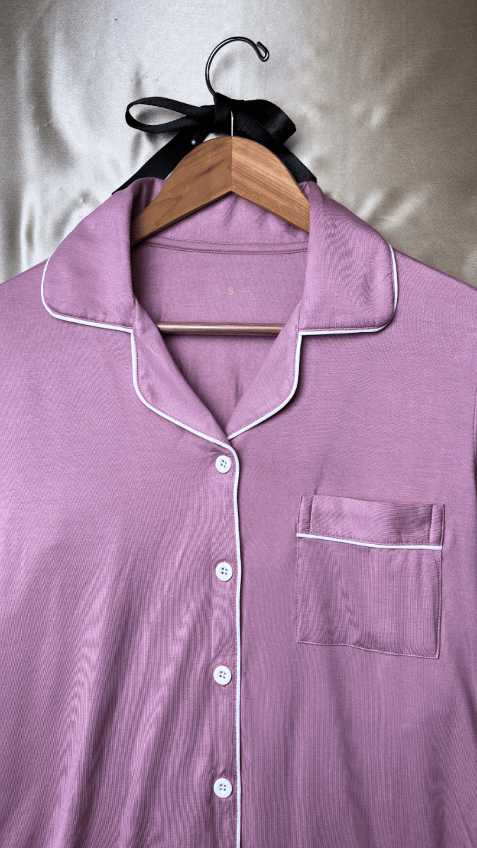 In The Moodal Mauve Pajama Long Sleeve Night Shirt - TRÈS FOU OR SOMETHING