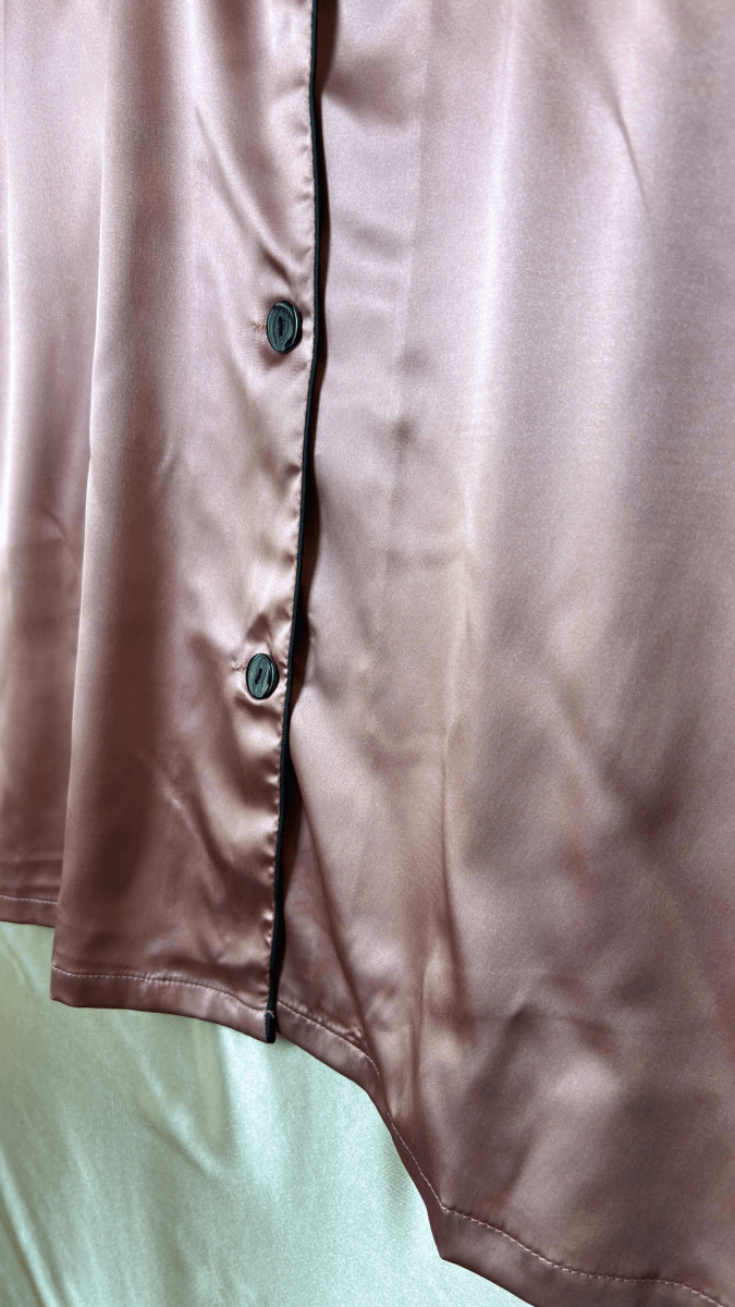 Luxurious Satin Pink Collared Pajama Shirt - TRÈS FOU OR SOMETHING
