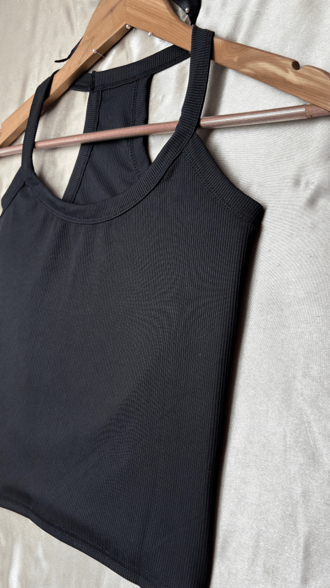 Minimal Racerback Black Tank Top - TRÈS FOU OR SOMETHING