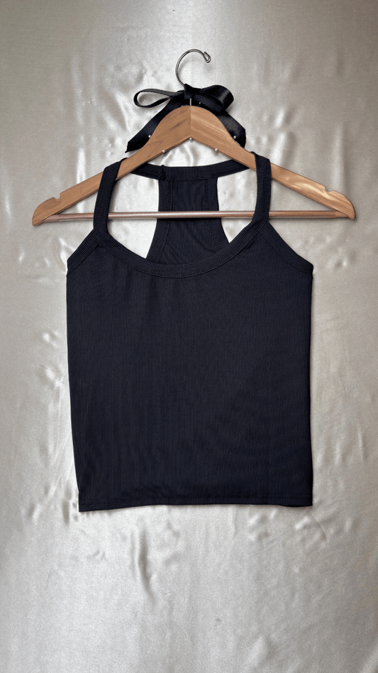 Minimal Racerback Black Tank Top - TRÈS FOU OR SOMETHING