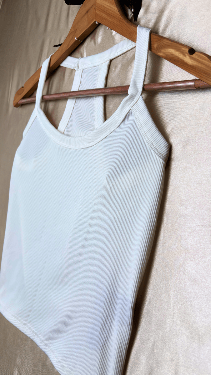 Minimal Racerback White Tank Top - TRÈS FOU OR SOMETHING