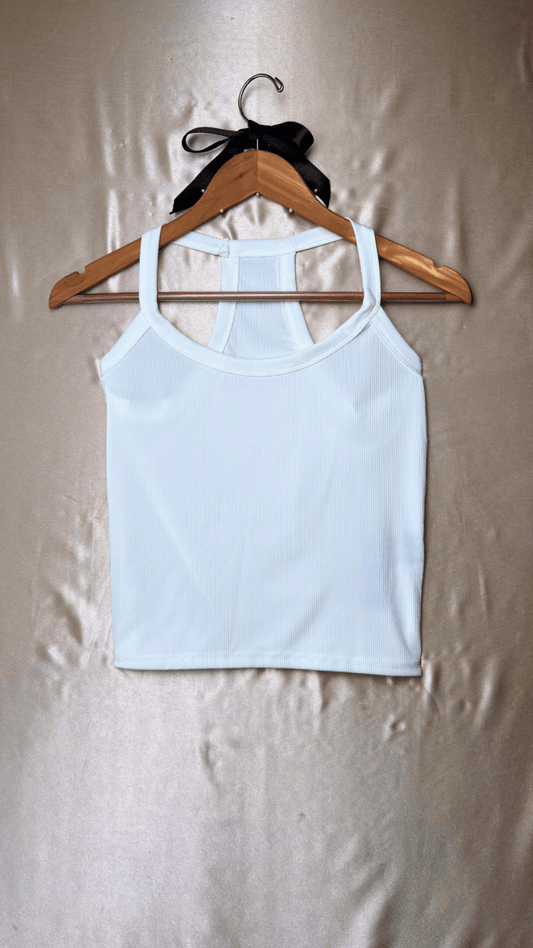 Minimal Racerback White Tank Top - TRÈS FOU OR SOMETHING