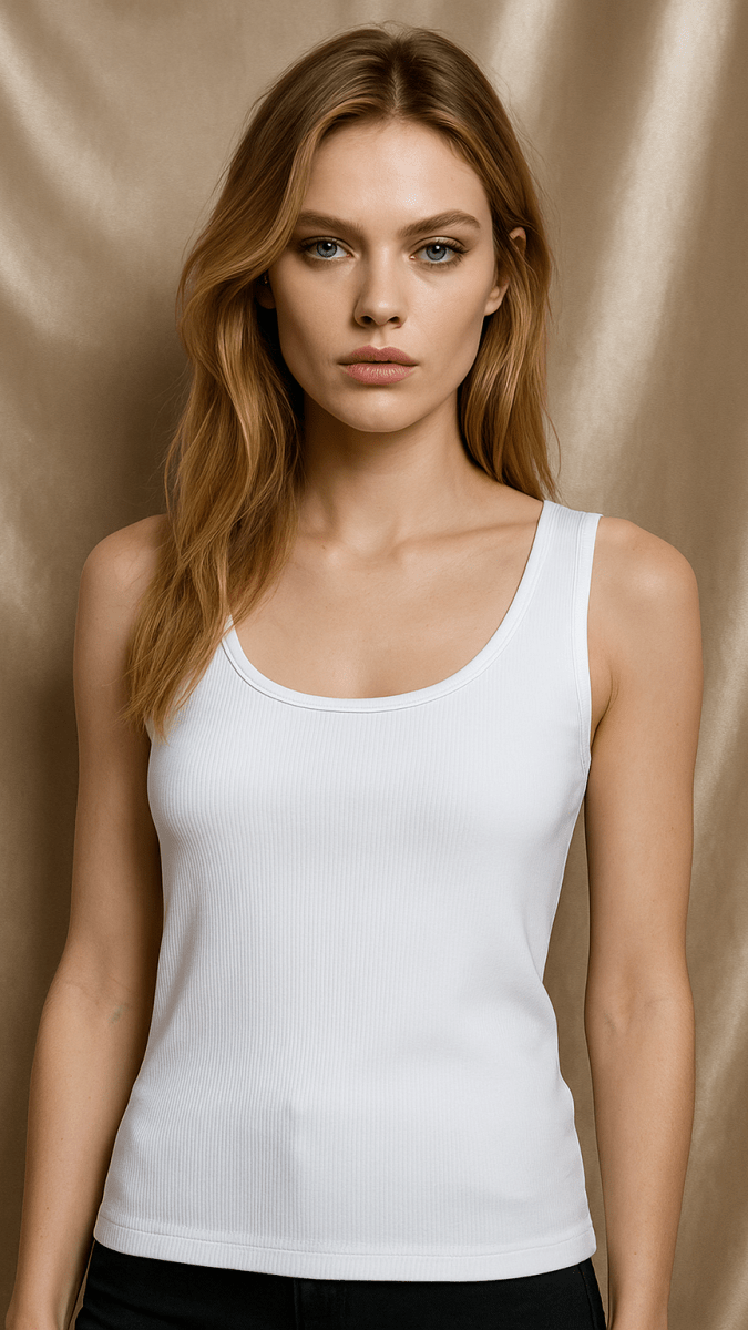 Minimal Scoop Neck White Tank Top - TRÈS FOU OR SOMETHING