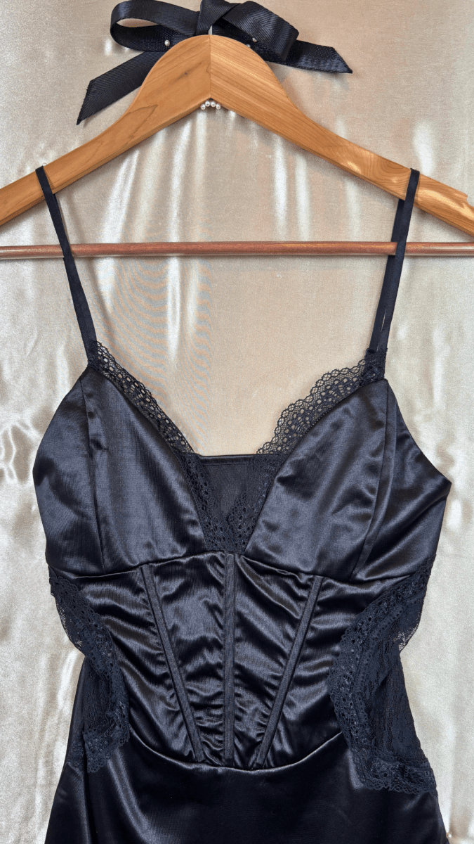 Satin and Lace Mini Dress - TRÈS FOU OR SOMETHING