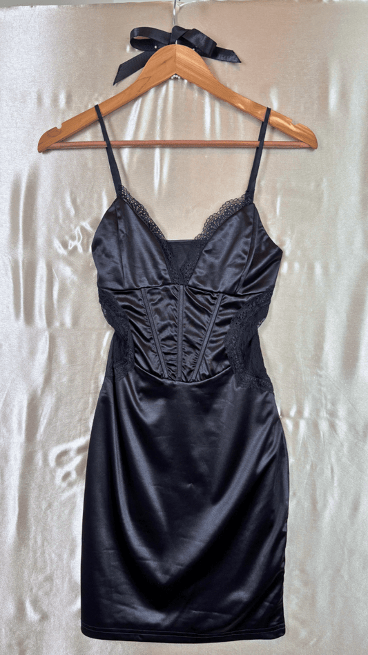 Satin and Lace Mini Dress - TRÈS FOU OR SOMETHING