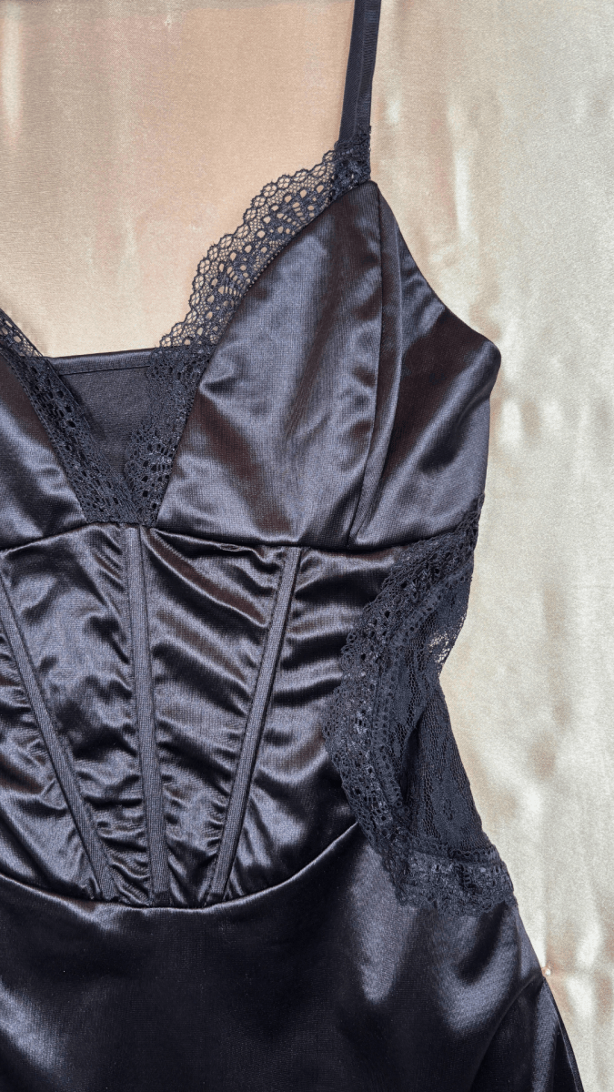 Satin and Lace Mini Dress - TRÈS FOU OR SOMETHING