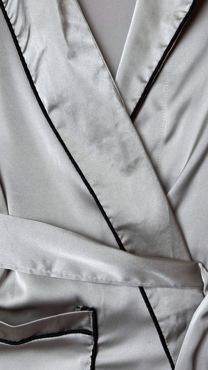 Satin Collared Gray Robe - TRÈS FOU OR SOMETHING
