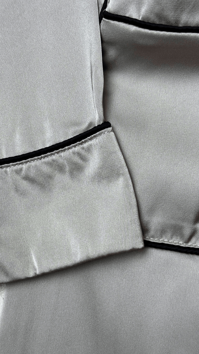 Satin Collared Gray Robe - TRÈS FOU OR SOMETHING