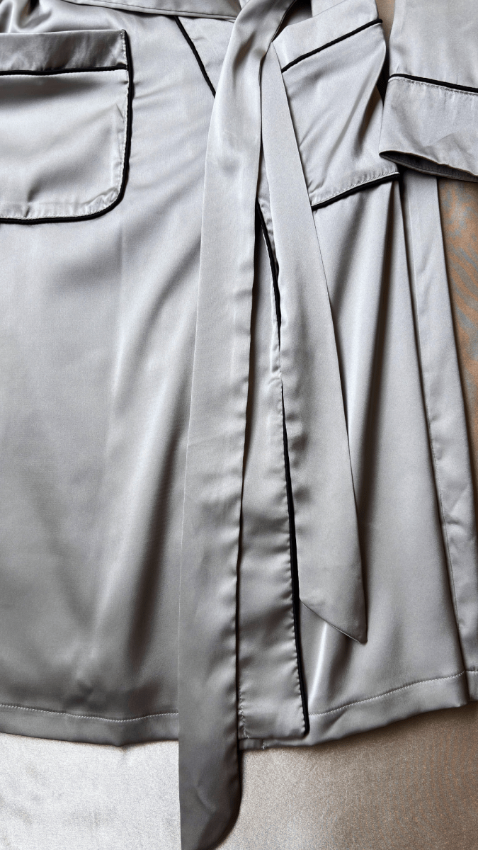 Satin Collared Gray Robe - TRÈS FOU OR SOMETHING