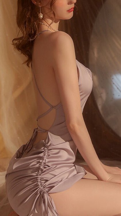 Satin Criss Cross Back Dress - TRÈS FOU OR SOMETHING