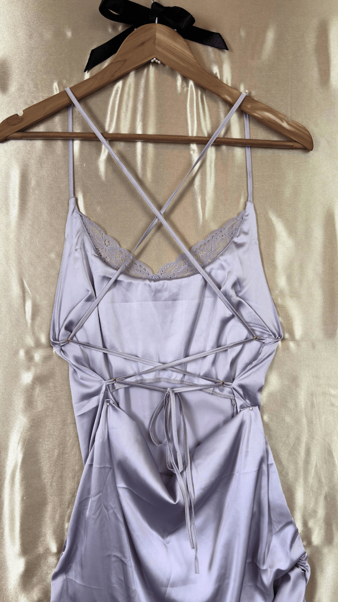 Satin Criss Cross Back Dress - TRÈS FOU OR SOMETHING