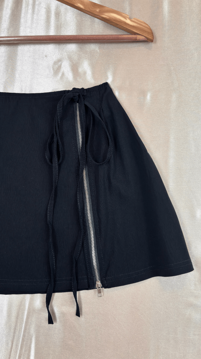 Scorpio Double Zipper Double Bow Ties Mini Skirt - TRÈS FOU OR SOMETHING