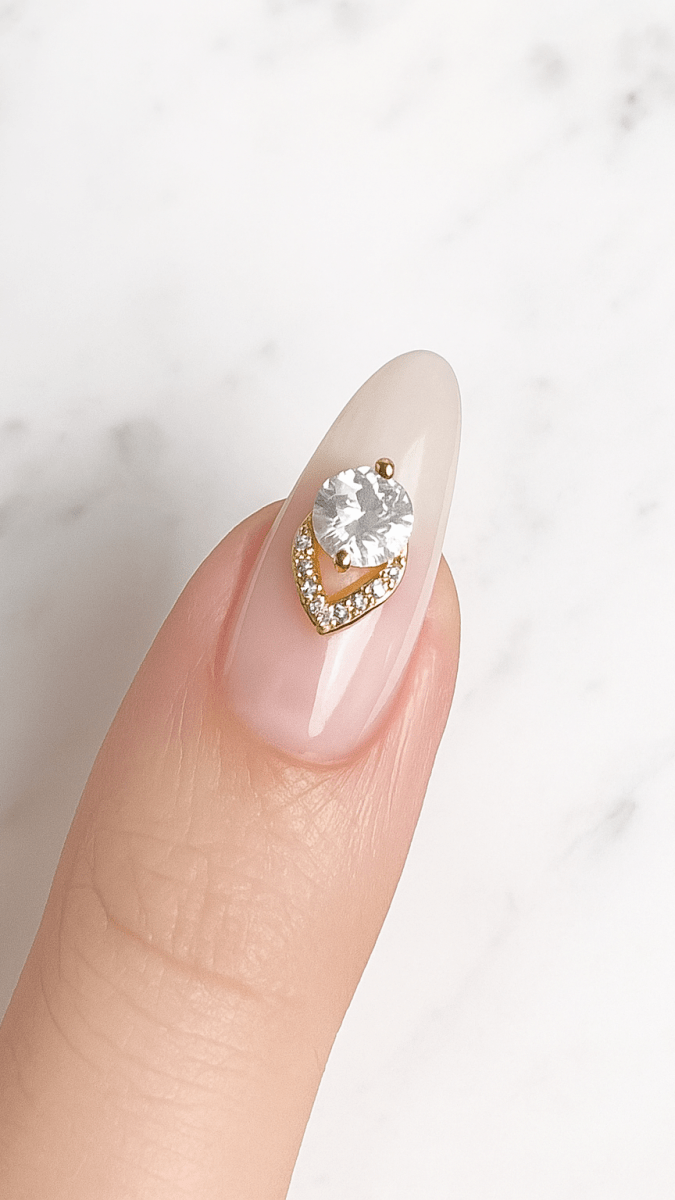 Solitaire Diamond Sparkle Heart Nail Charm - CHAMBRE 535