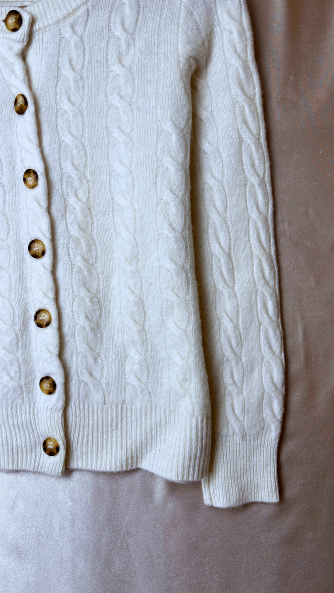 Tortoise Merino Wool Cream Cardigan - TRÈS FOU OR SOMETHING