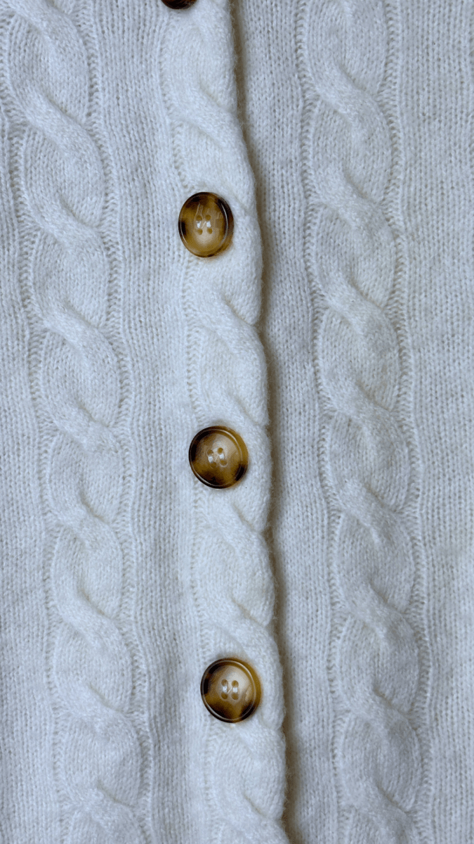 Tortoise Merino Wool Cream Cardigan - TRÈS FOU OR SOMETHING