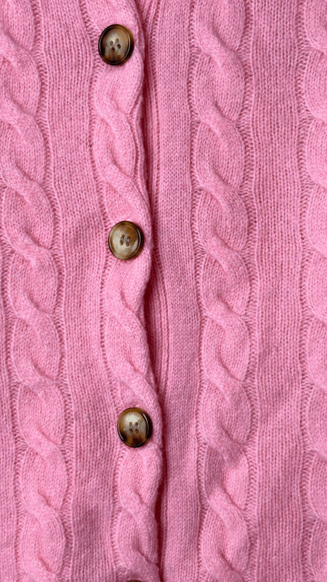 Tortoise Merino Wool Pink Cardigan - TRÈS FOU OR SOMETHING