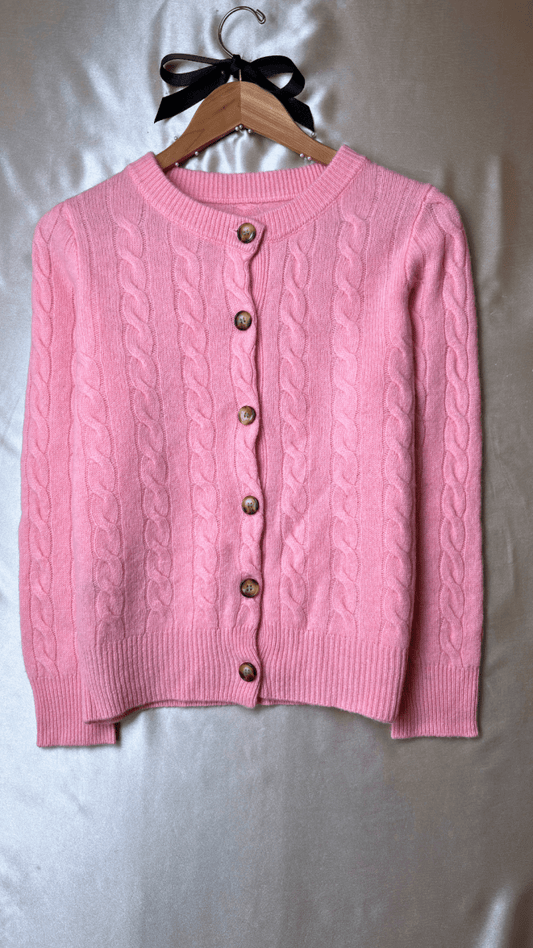 Tortoise Merino Wool Pink Cardigan - TRÈS FOU OR SOMETHING