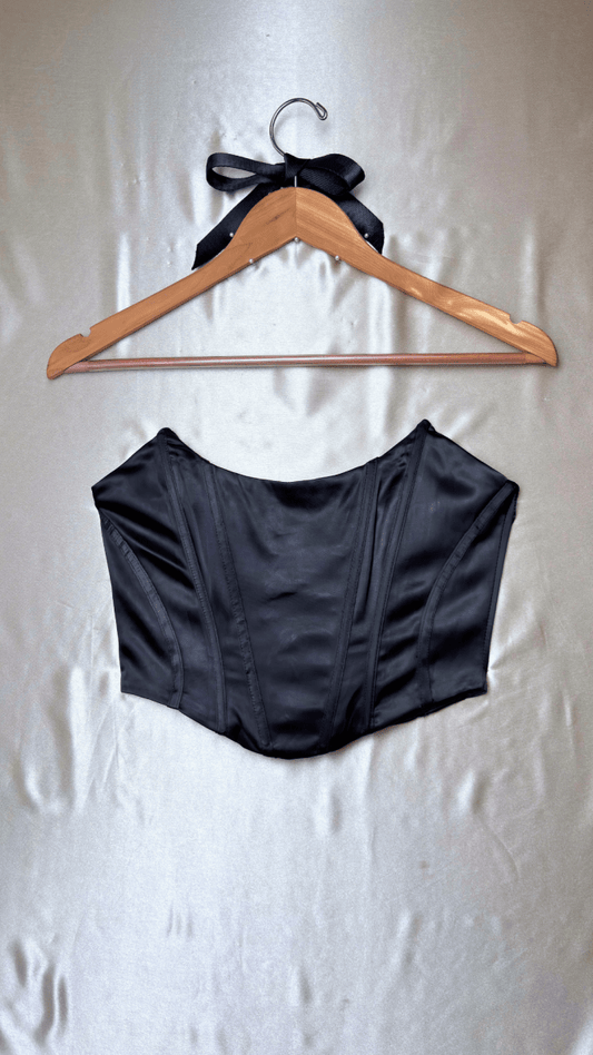 Victorian Black Boning Corset Bustier Top - TRÈS FOU OR SOMETHING