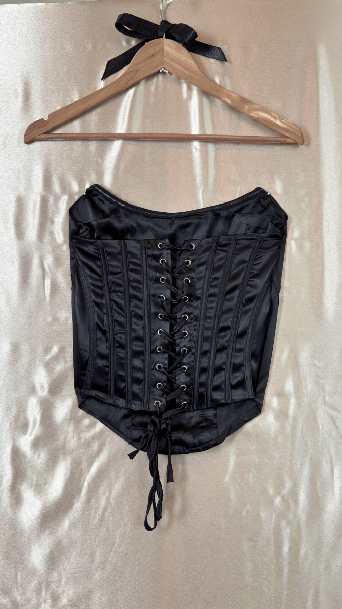 Victorian Black Boning Corset Long Bustier Top - TRÈS FOU OR SOMETHING