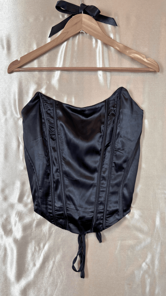 Victorian Black Boning Corset Long Bustier Top - TRÈS FOU OR SOMETHING