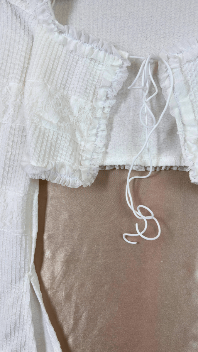 White Ruffles Crop Cardigan Top - TRÈS FOU OR SOMETHING