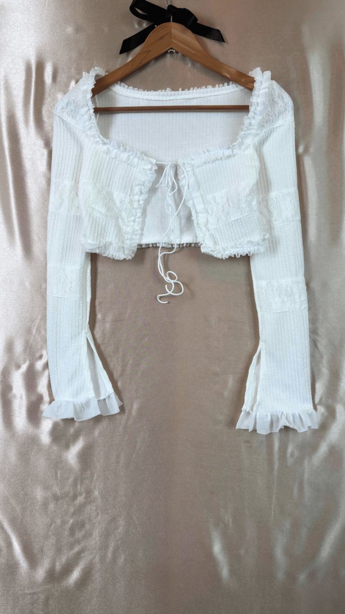 White Ruffles Crop Cardigan Top - TRÈS FOU OR SOMETHING