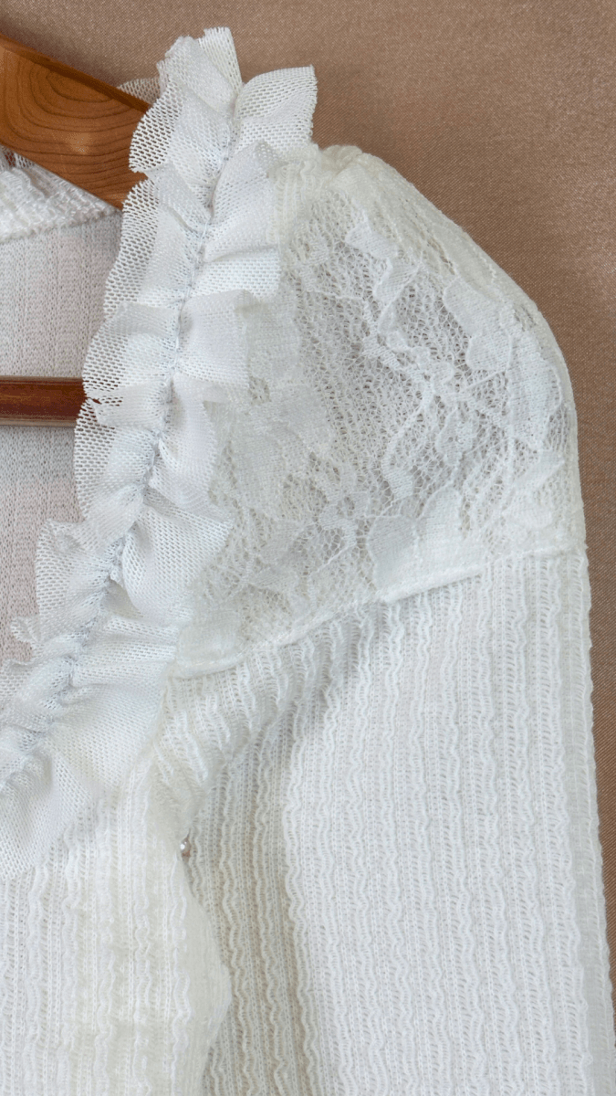 White Ruffles Crop Cardigan Top - TRÈS FOU OR SOMETHING