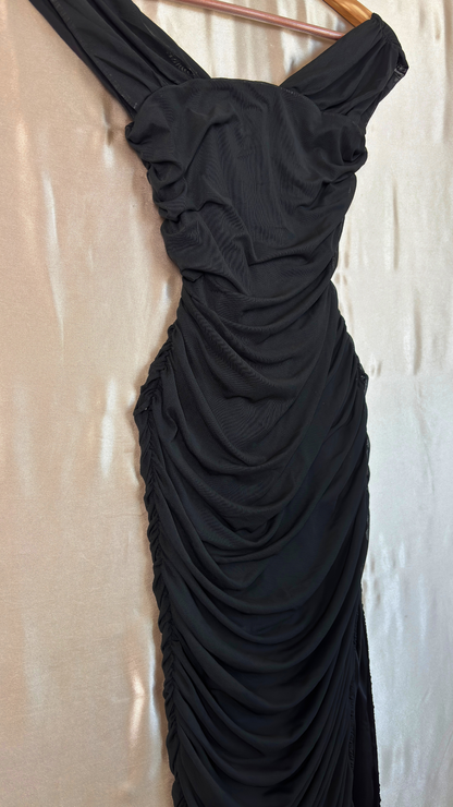 Captivating Off The Shoulder Slit Dress TRÈS FOU OR SOMETHING