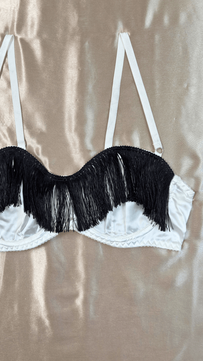 Black on White Tassels Bra - TRÈS FOU OR SOMETHING