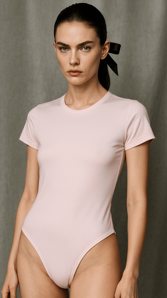 ButterSoft Stretchy Short Sleeve Pink Bodysuit Top - TRÈS FOU OR SOMETHING