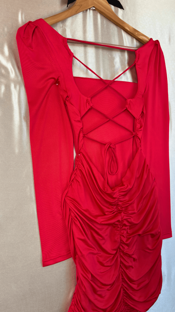 Cross My Heart Rusche My Back Dress - TRÈS FOU OR SOMETHING
