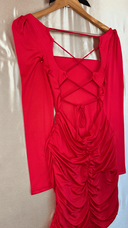 Cross My Heart Rusche My Back Dress - TRÈS FOU OR SOMETHING