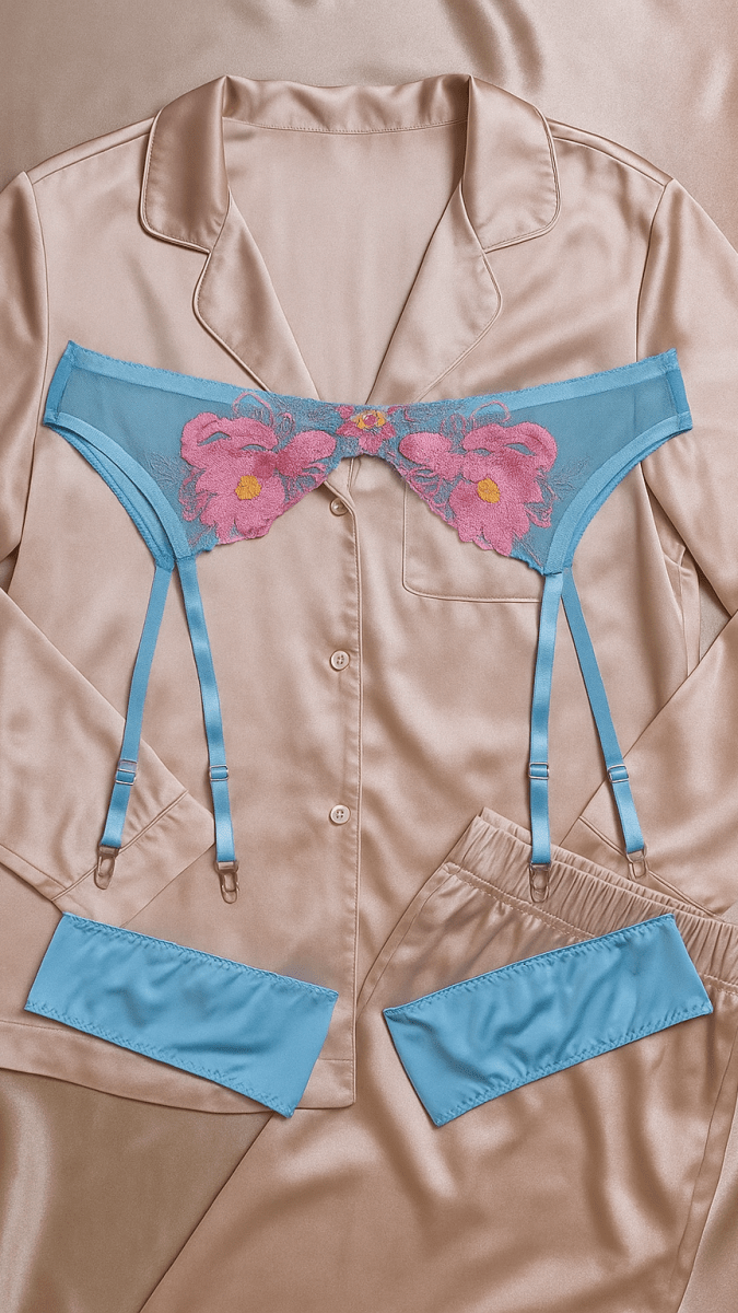 Eden Light Blue Garter - CHAMBRE 535