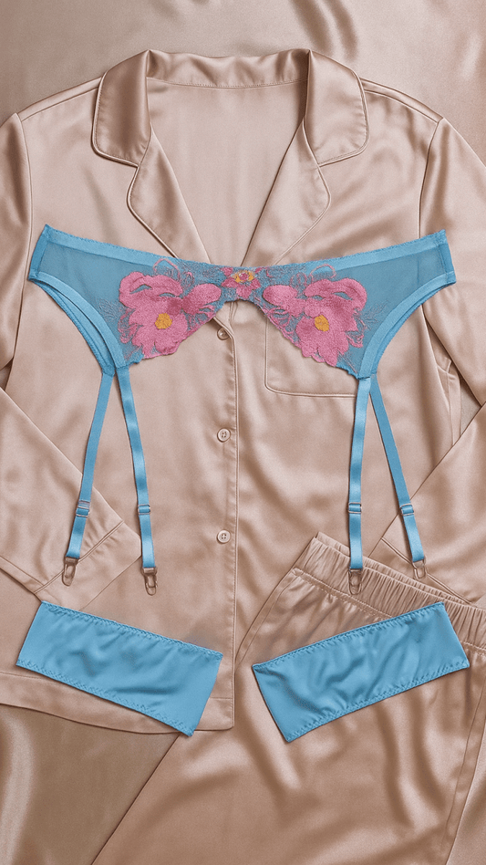 Eden Light Blue Garter - CHAMBRE 535